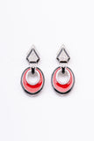 Black and Red Enamelled Sterling Silver Dangler Earring