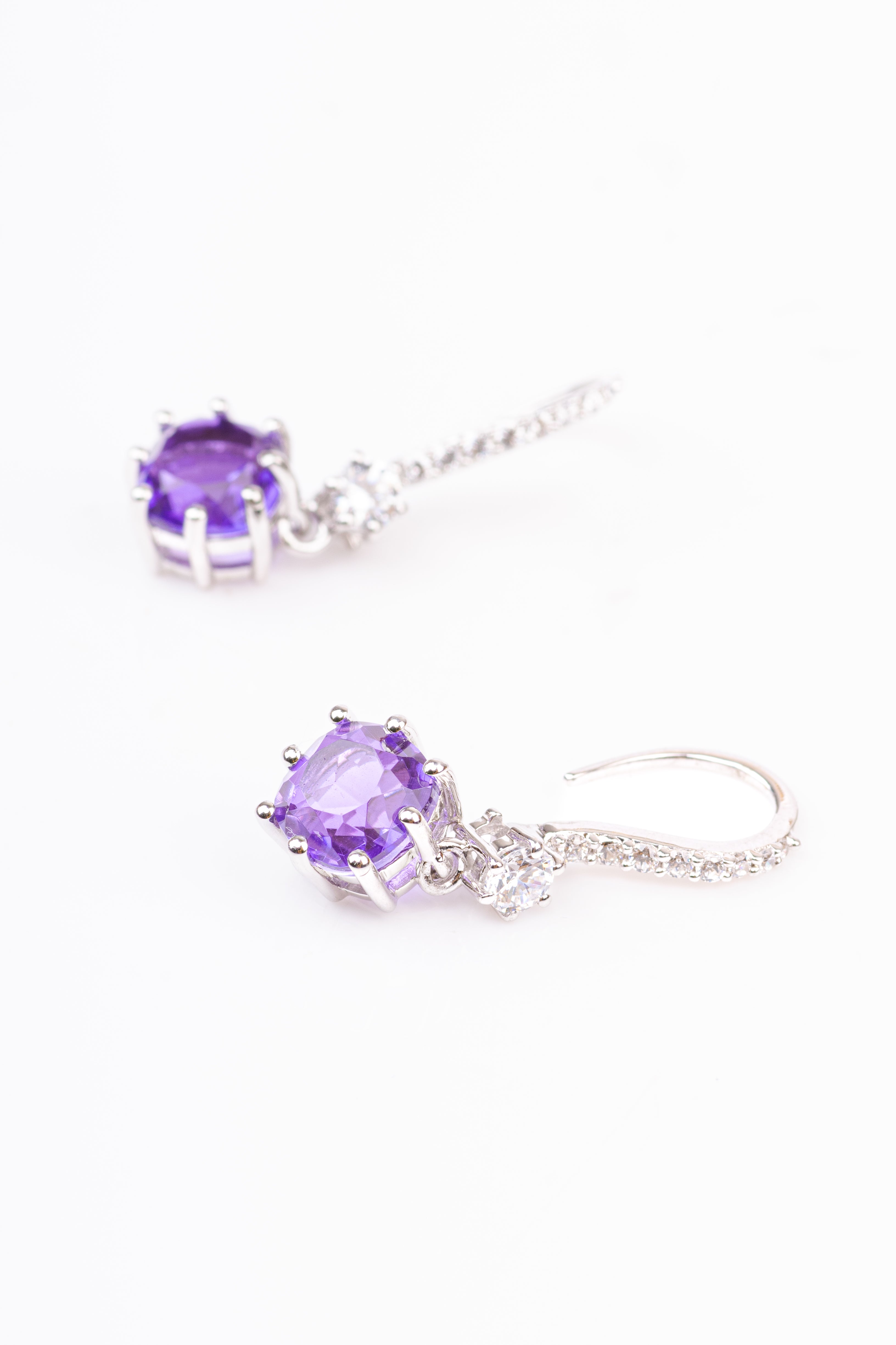 Amethyst Cushion Light Weighted Sterling Silver Dangler Earring