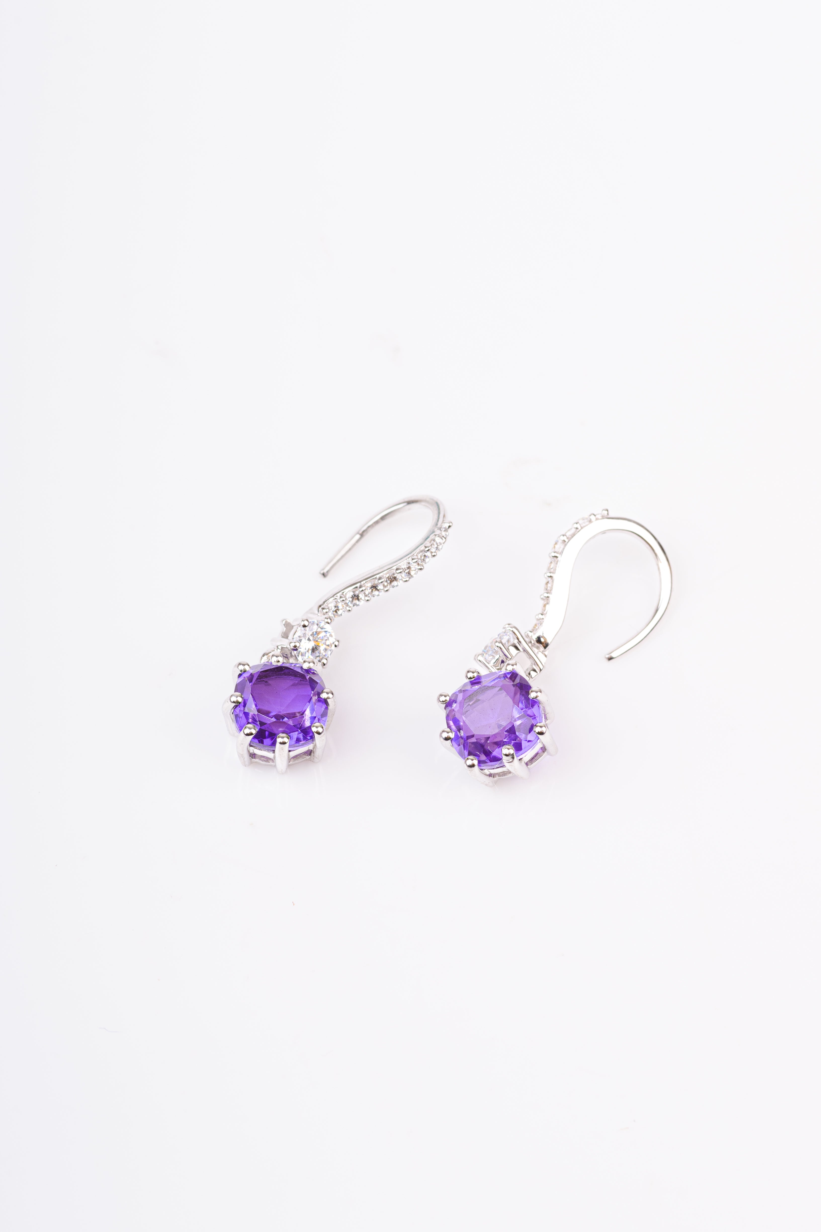 Amethyst Cushion Light Weighted Sterling Silver Dangler Earring