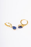 Blue Sapphire Drop Gold Plated Sterling Silver Hoop Earring