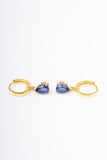 Blue Sapphire Drop Gold Plated Sterling Silver Hoop Earring