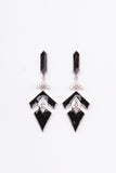 American Diamond Studded Black Enamel Sterling Silver Dangler Earring