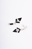 American Diamond Studded Black Enamel Sterling Silver Dangler Earring