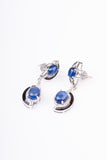 Blue Sapphire and Black Enamel Sterling Silver Dangler Earring
