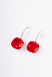 Big Ruby Cushion and Diamonds Gold Plated Sterling Silver Dangler Earring