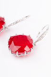 Big Ruby Cushion and Diamonds Gold Plated Sterling Silver Dangler Earring