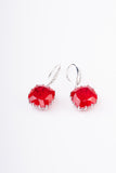 Big Ruby Cushion and Diamonds Gold Plated Sterling Silver Dangler Earring