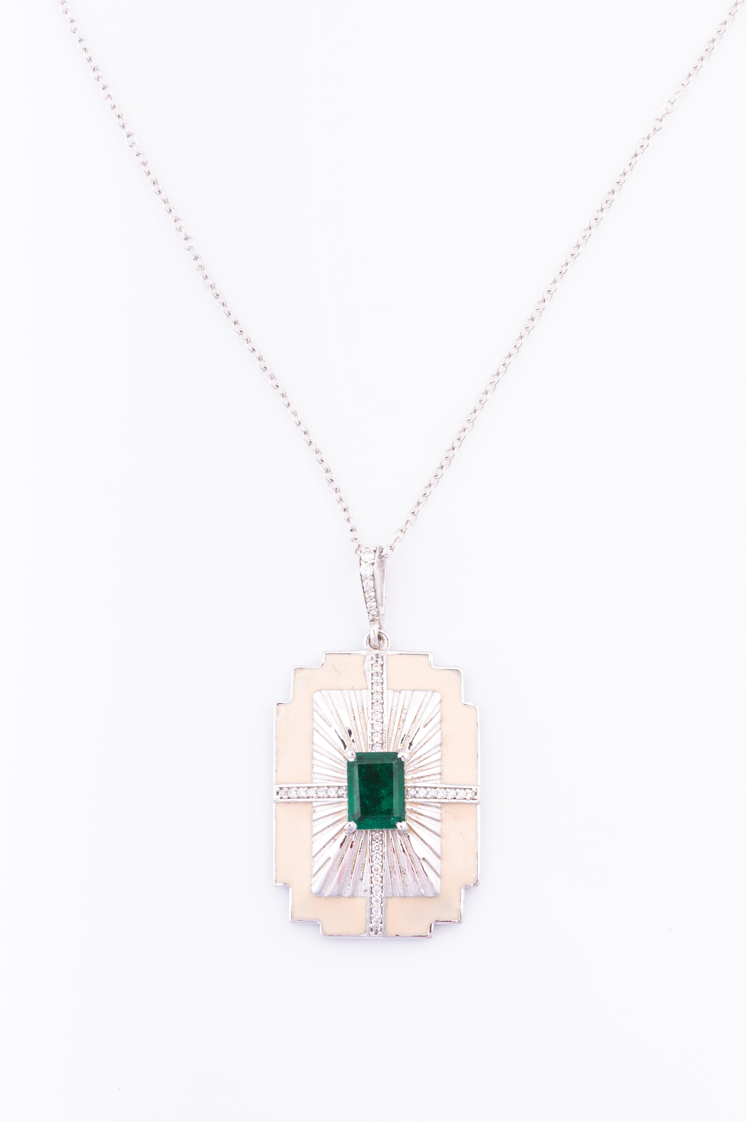 Antique Style Textured and Enamelled Gold Plated Sterling Silver Pendant