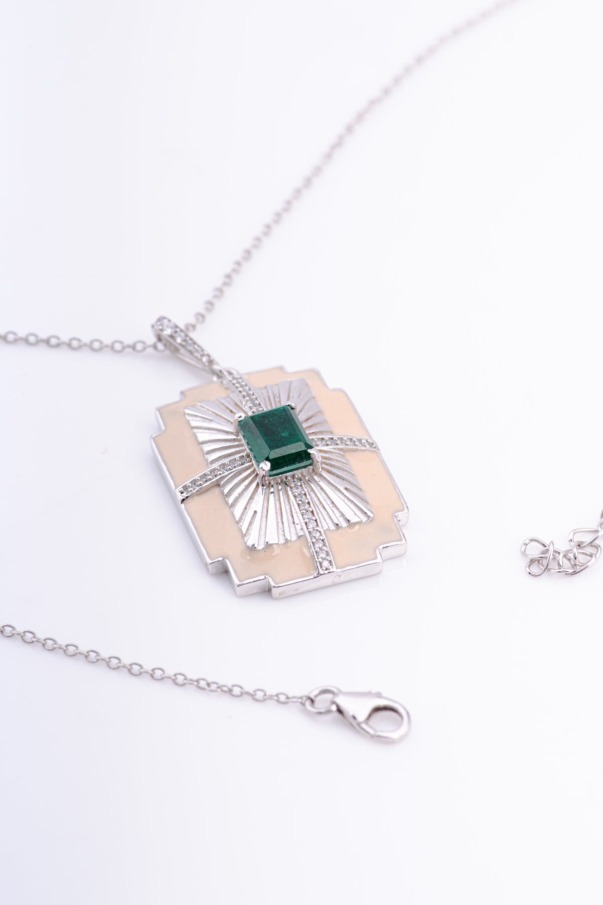 Antique Style Textured and Enamelled Gold Plated Sterling Silver Pendant