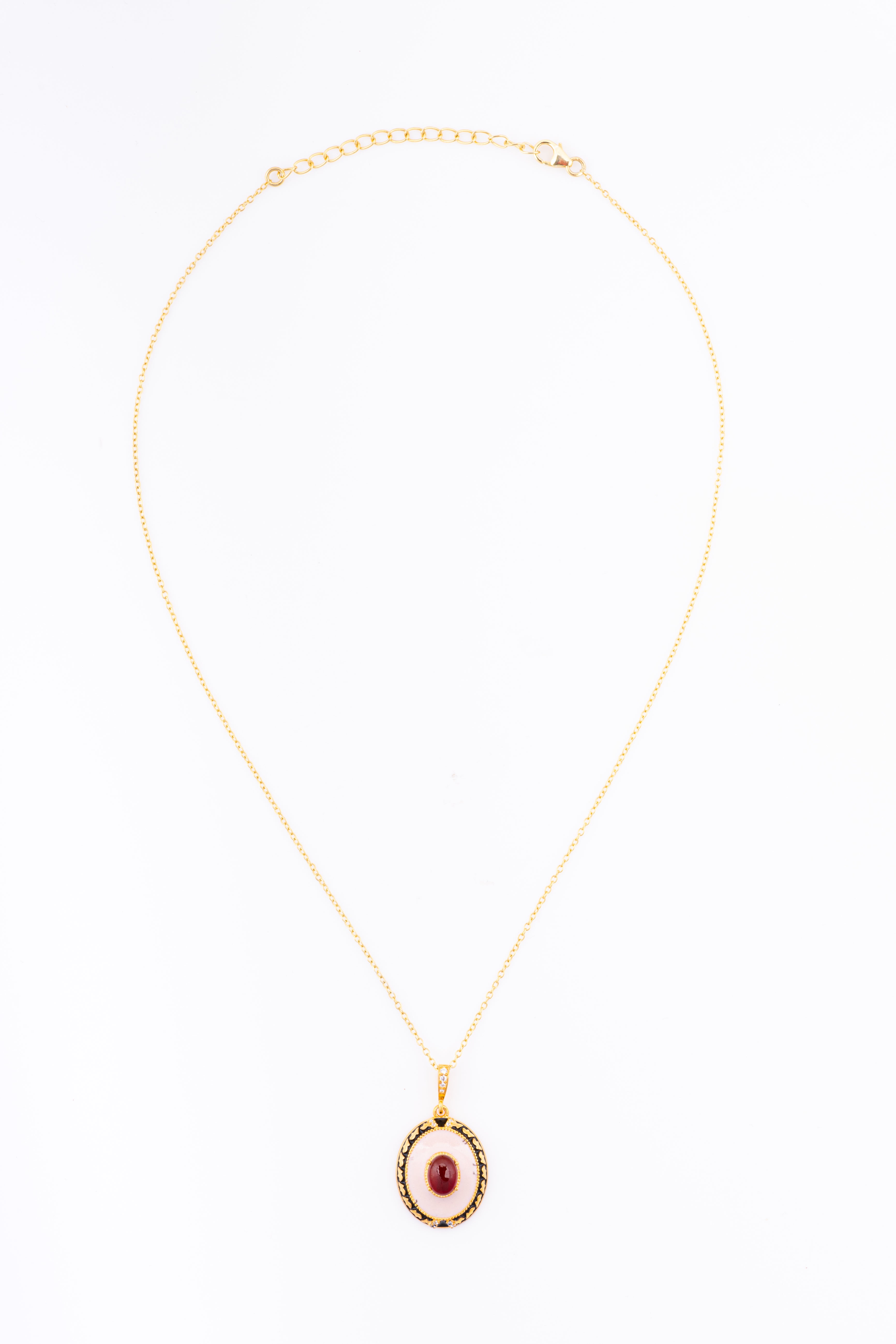 Antique Style Bi-Enamelled Gold Plated Sterling Silver Pendant