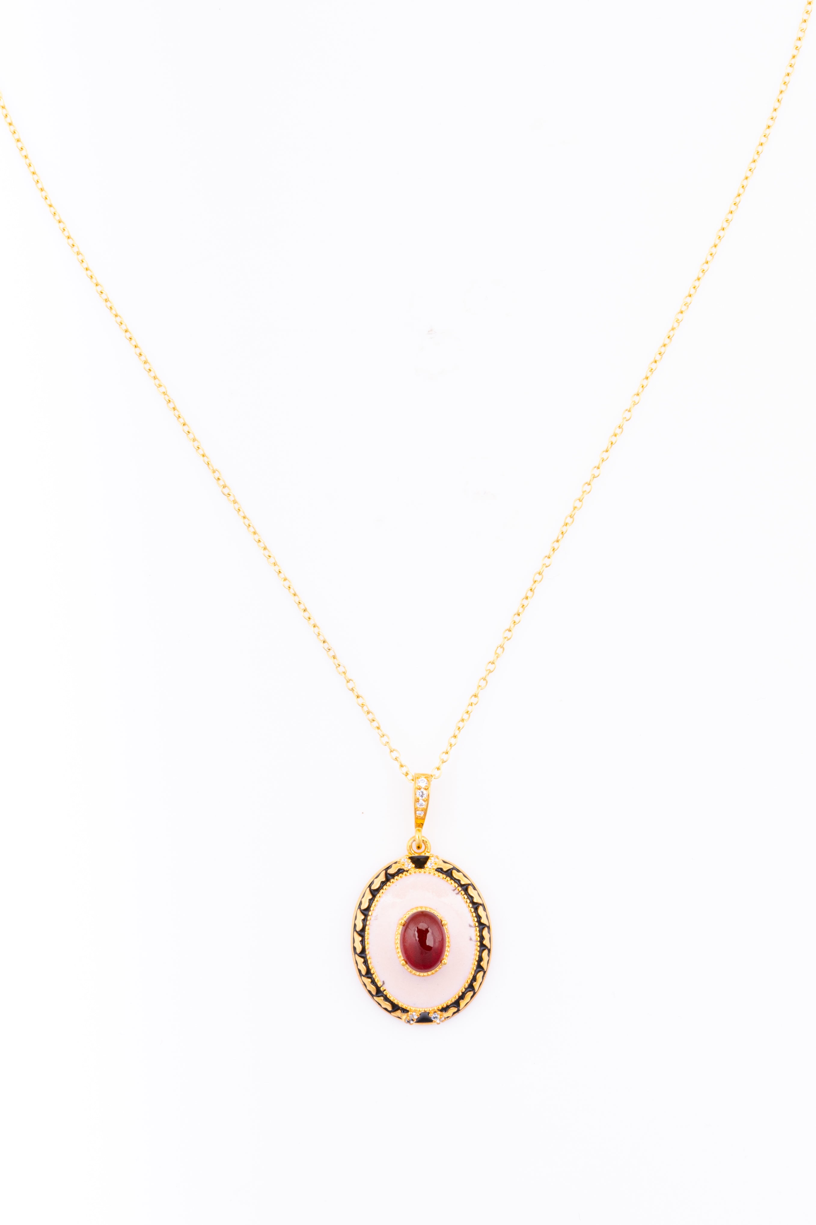 Antique Style Bi-Enamelled Gold Plated Sterling Silver Pendant