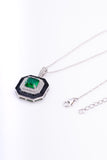Art Deco Emerald and Black Enamel Sterling Silver Pendant
