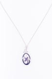 Amethyst Color and White Enamel Sterling Silver Pendant