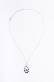 Amethyst Color and White Enamel Sterling Silver Pendant
