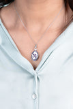 Amethyst Color and White Enamel Sterling Silver Pendant