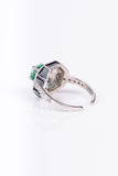 Classy Art Deco Green Center Black Enamel Sterling Silver Ring