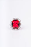 Classic Ruby and White Baguette Sterling Silver Cocktail Ring