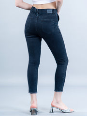 Dark Blue Pleated Skinny Fit Jeans