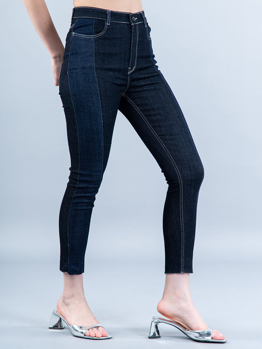 Contrast Colorblock Skinny Fit Jeans