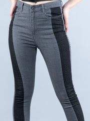 Colorblock Chess Skinny Fit Jeans