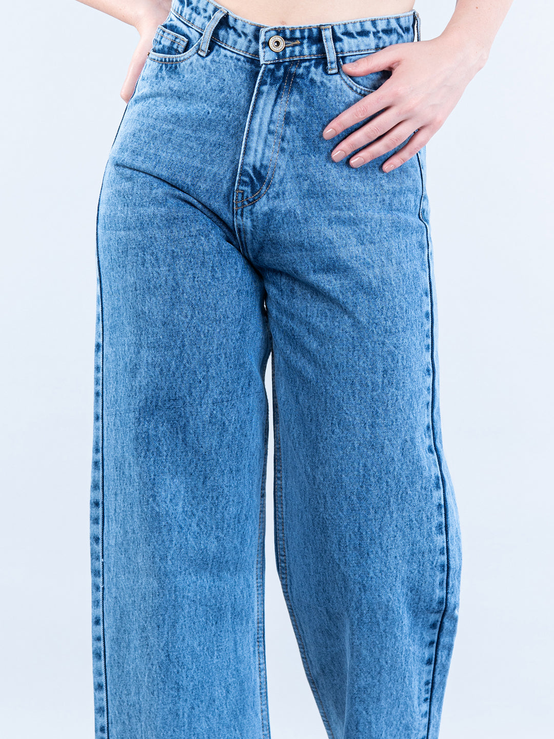 Light Blue Straight Flared-fit Jeans