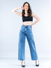 Light Blue Straight Flared-fit Jeans
