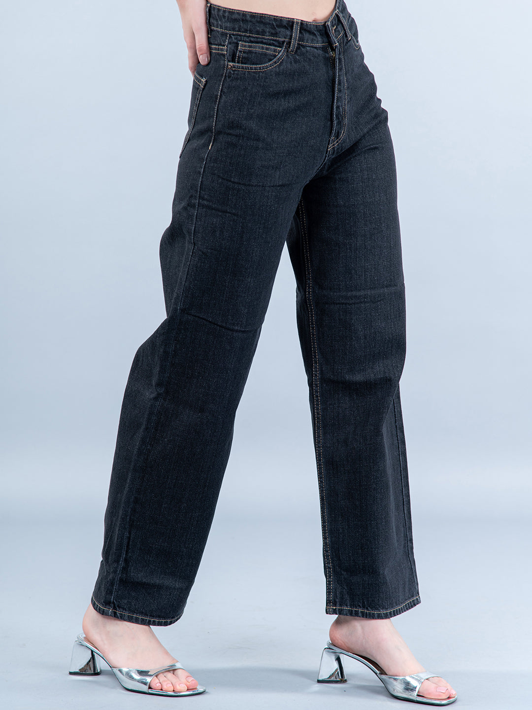 Black Straight Flared-fit Jeans