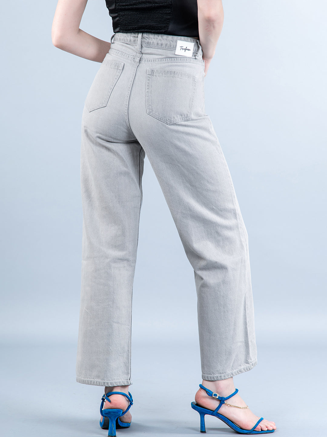 Midnight Grey Straight Flared-fit Jeans
