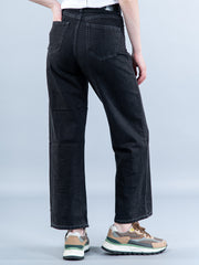 Classic Carbon Black Straight Flared-fit Jeans