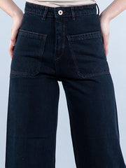 Two Pocket Navy Blue Flared Jeans