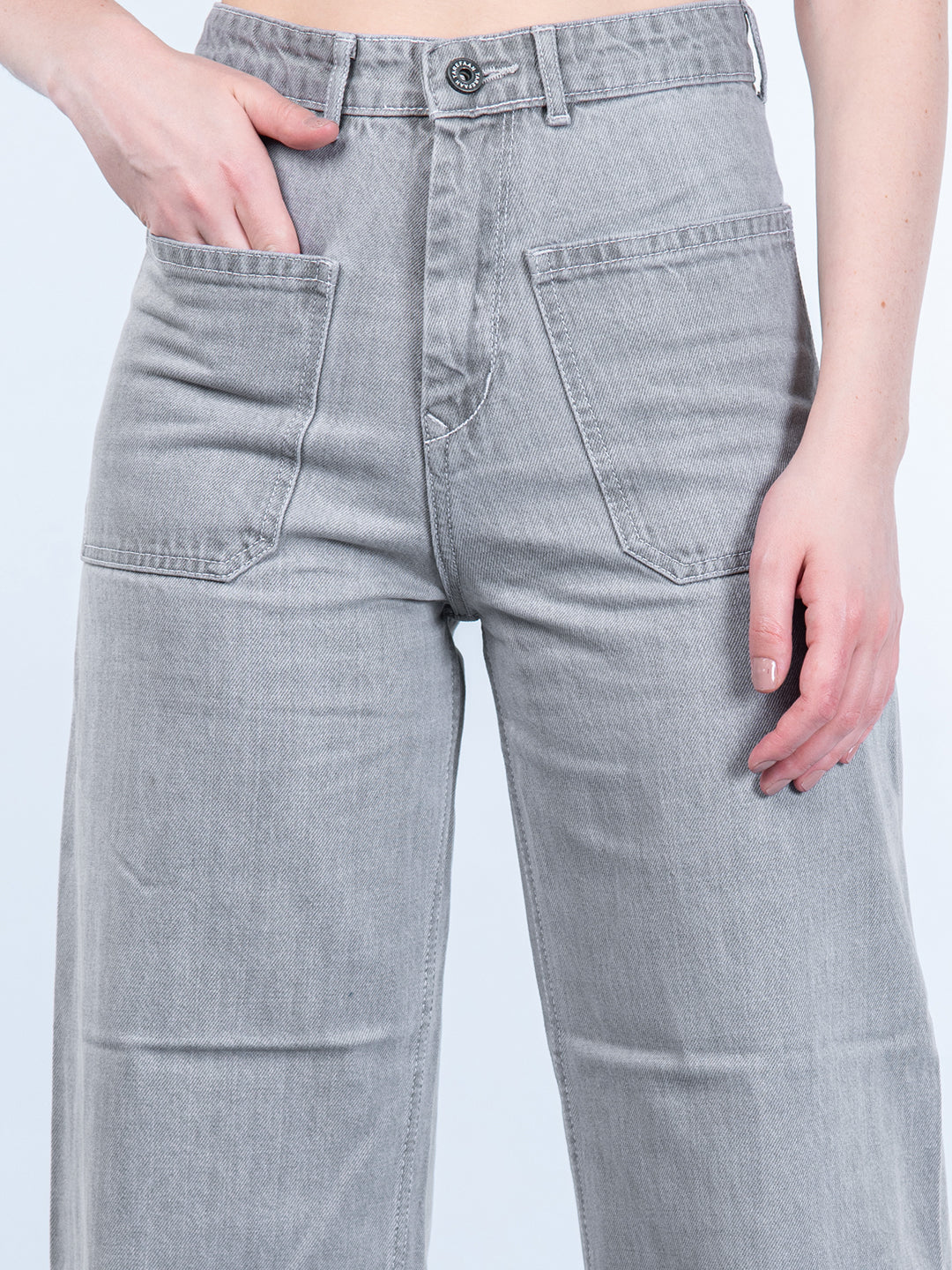 Two Pocket Grey Flared Jeans