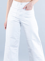 Two Pocket White Flared Jeans