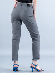 Grey Thigh Cut Jeans