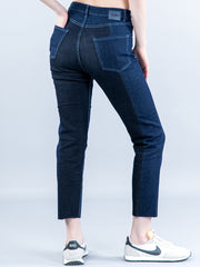 Contrast Back Detail Blue Jeans