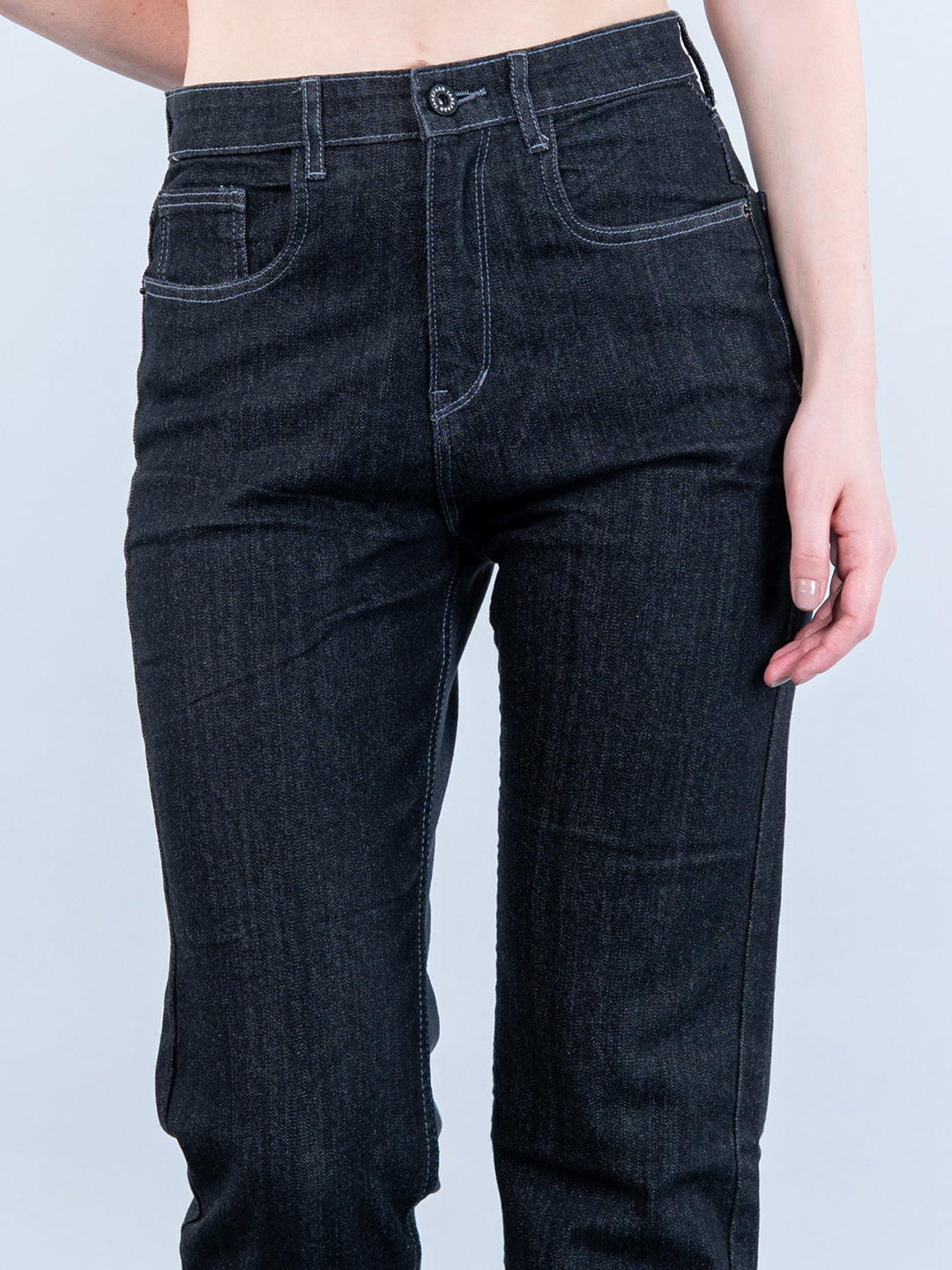 Contrast Back Detail Black Jeans