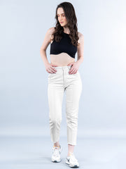 Sand Pleated Cropped Jeans
