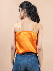 Orange cowl neck cami top