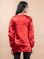 Red Satin Full Sleeves Top