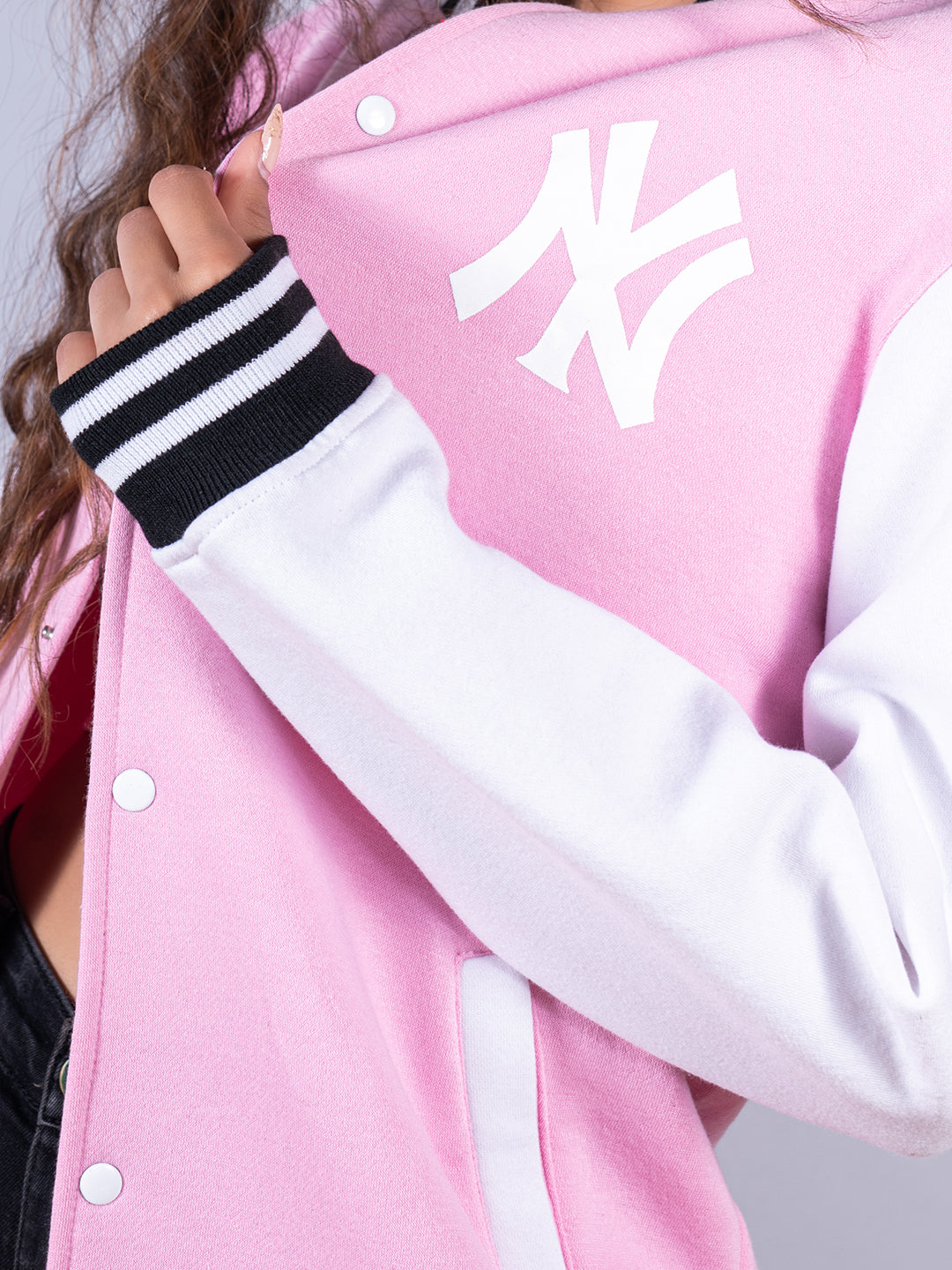 Baby Pink NY Varsity Jacket