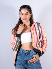 Multicolor Striped Velvet Jacket