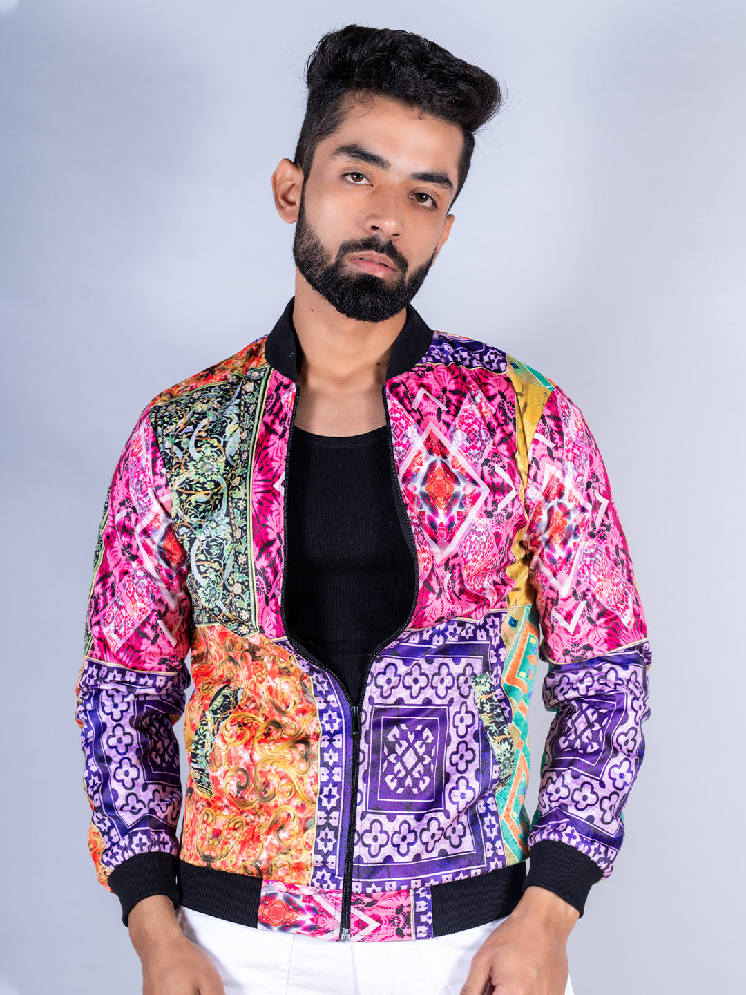 Multicolor Paisley Printed Velvet Jacket
