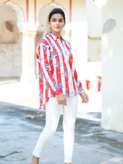 Striped Oversized Floral Cotton Shirt