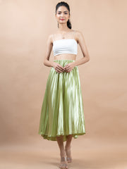 Mehandi Green Flared Skirt with Accordion Pleats