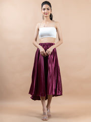 Purple Flared Skirt with Accordion Pleats