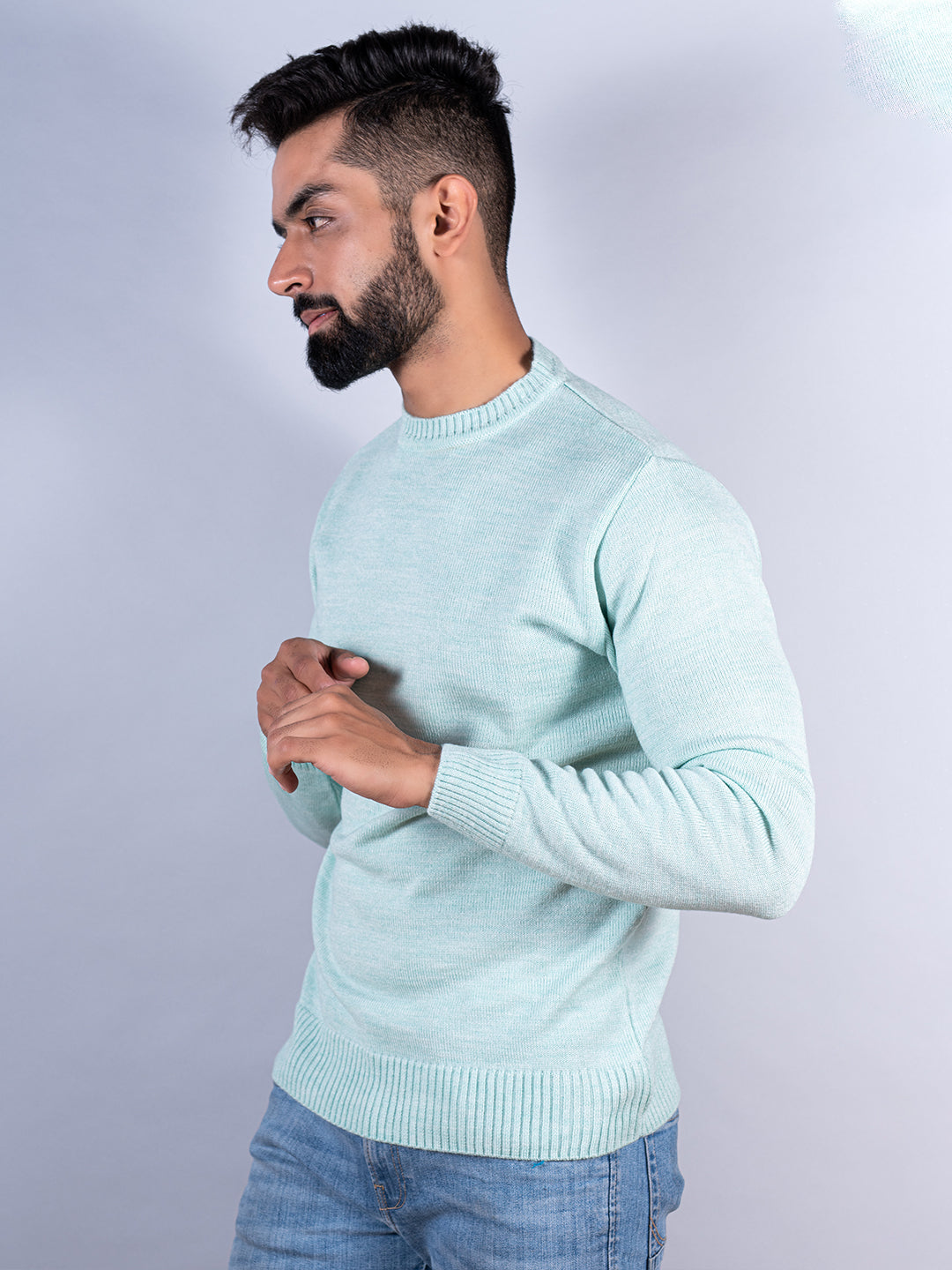 Green Color Crew Neck Sweater