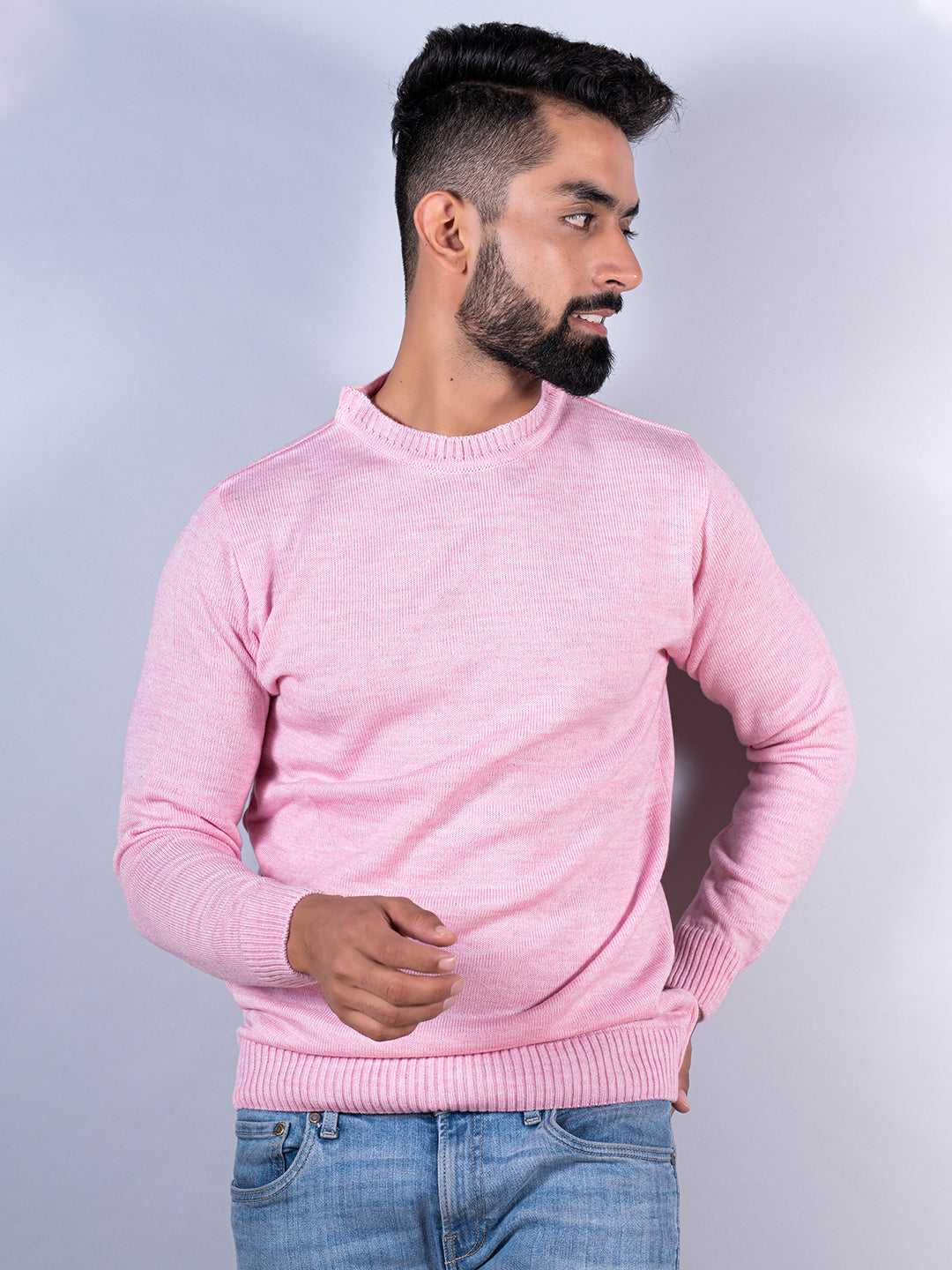 Light Pink Color Crew Neck Sweater