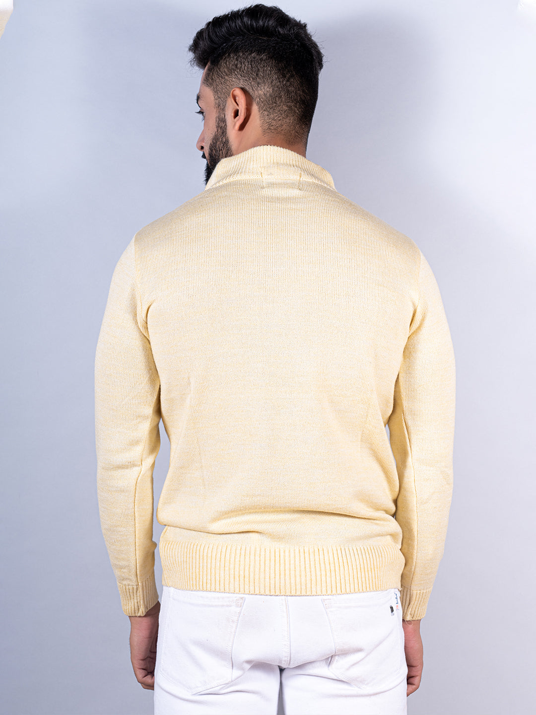 Yellow Color Classic Zipper Sweater