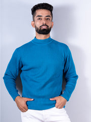 Teal Blue Color Turtle Neck Sweater