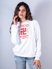 White Tokyo Manji Revengers Printed Sweatshirt